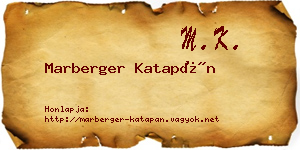 Marberger Katapán névjegykártya